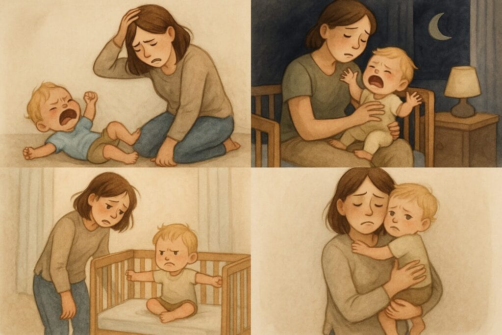 Visual of common toddler behaviors during a sleep regression.